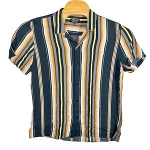 Vtg 70s Style TRENCH By Truworth Mens‎ Sz 44 Button Up Rayon Shirt Retro Preppy